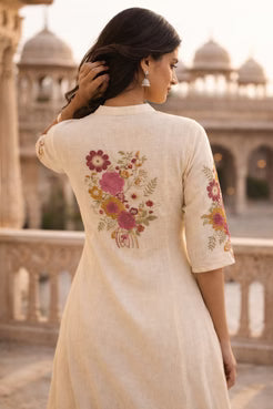 Royal Ivory Embroidered Anarkali Kurta Set