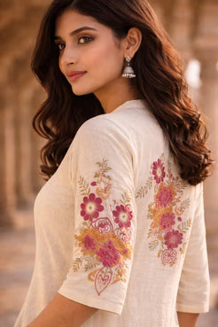 Royal Ivory Embroidered Anarkali Kurta Set