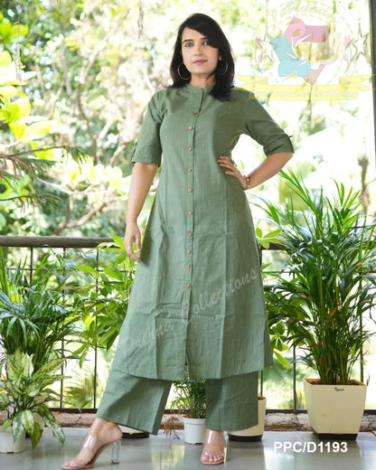 Kurta Olive Green Co-Ord Set In A-Line Kurta And Pant Set
