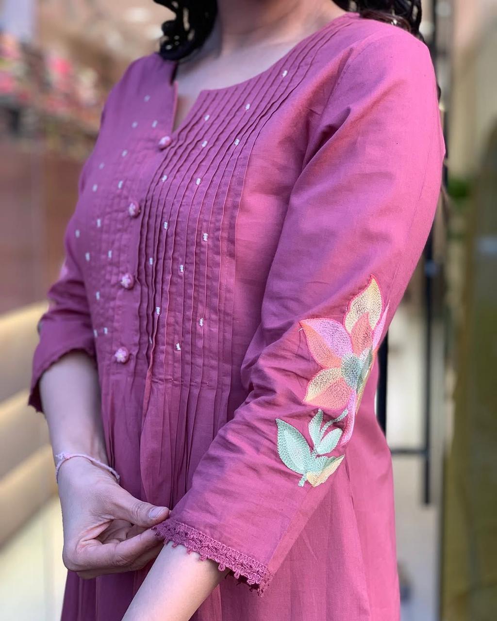floral embroidered kurta set