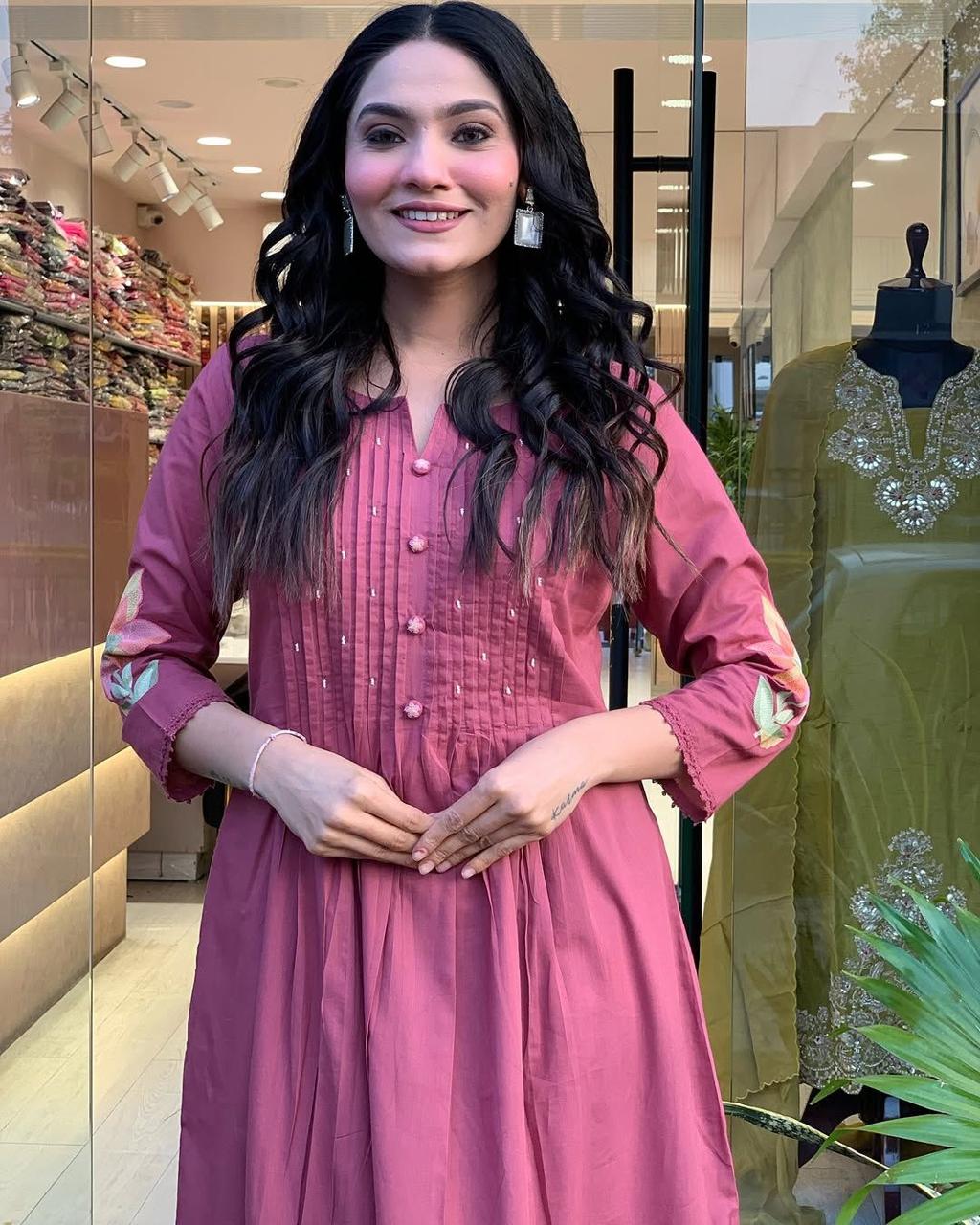 floral embroidered kurta set