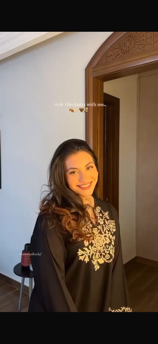 black embroidered kurta with off-white palazzo set