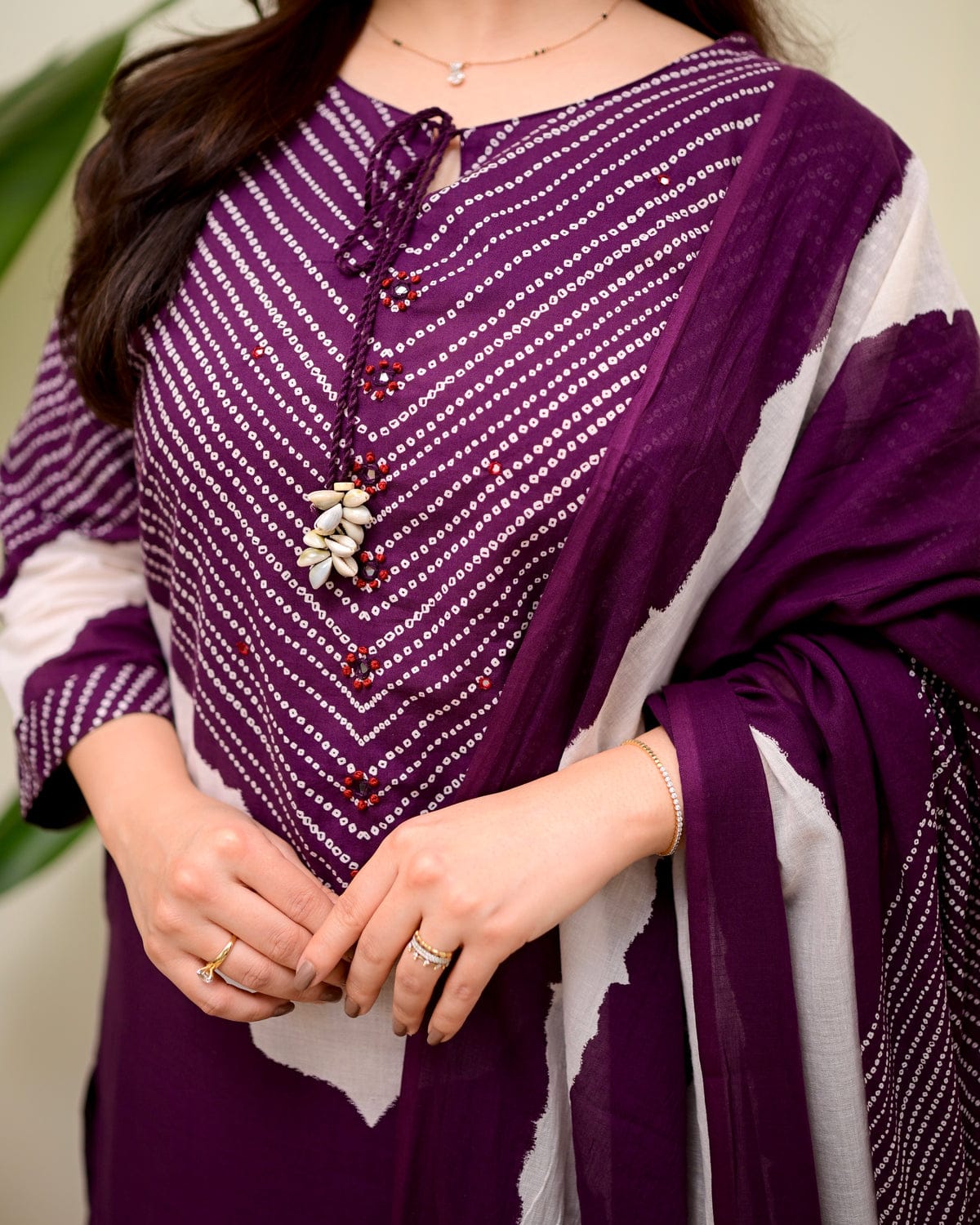 elegant purple printed kurta set with dupatta