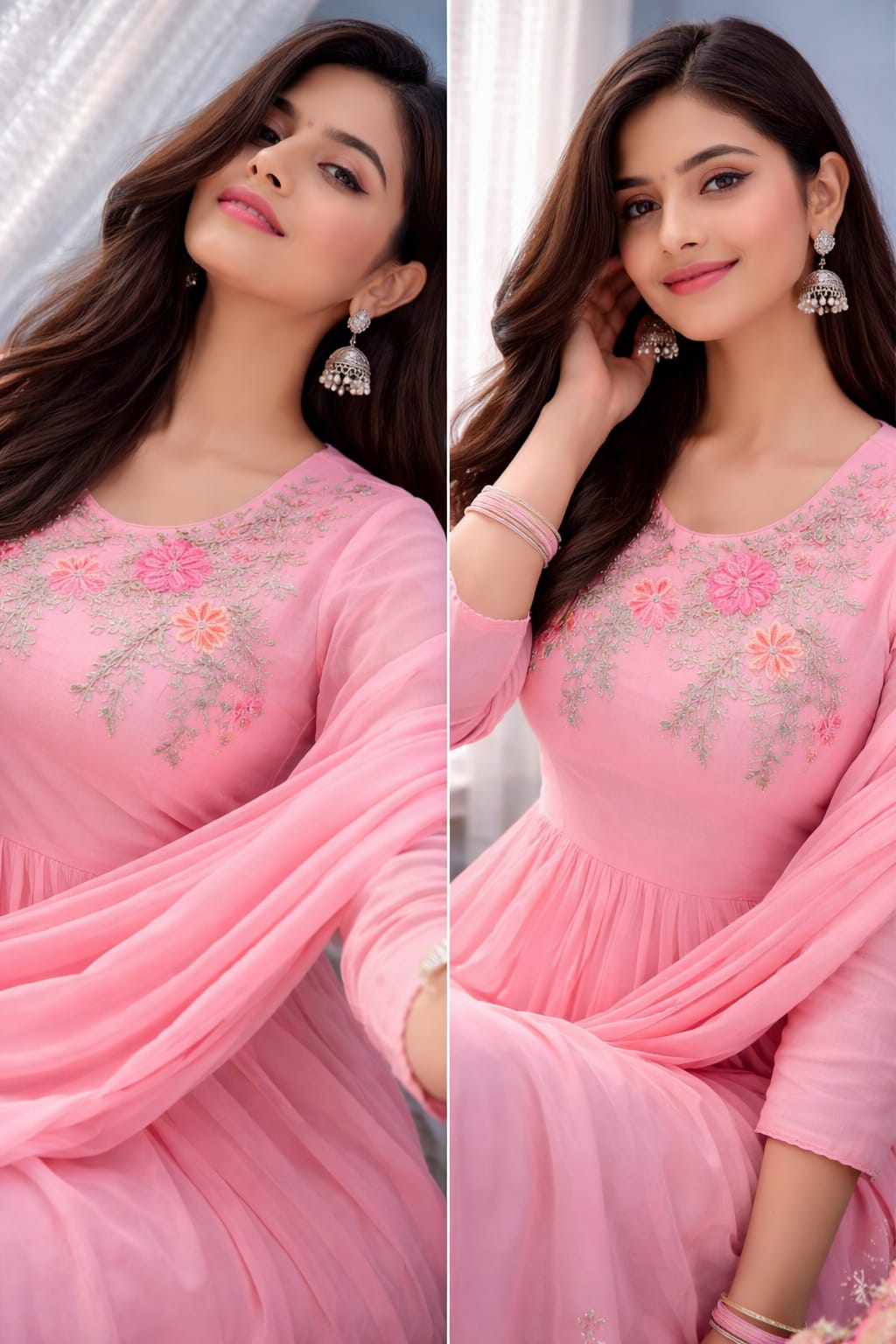 pink anarkali kurta