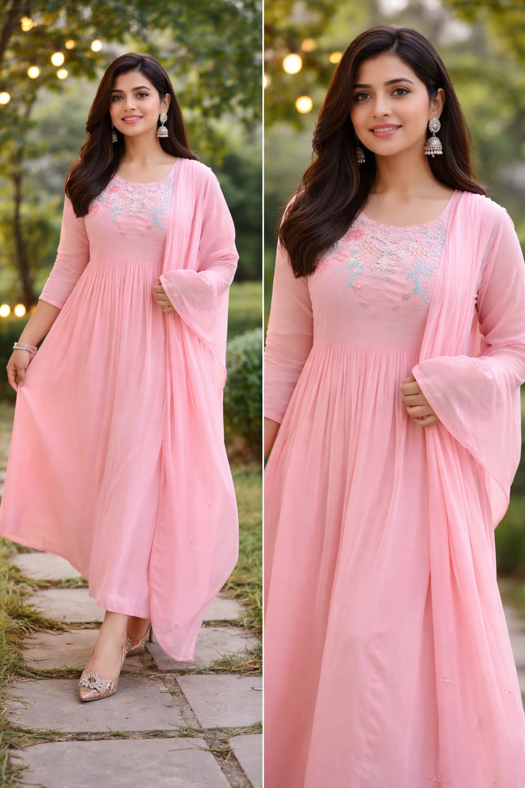 pink anarkali kurta