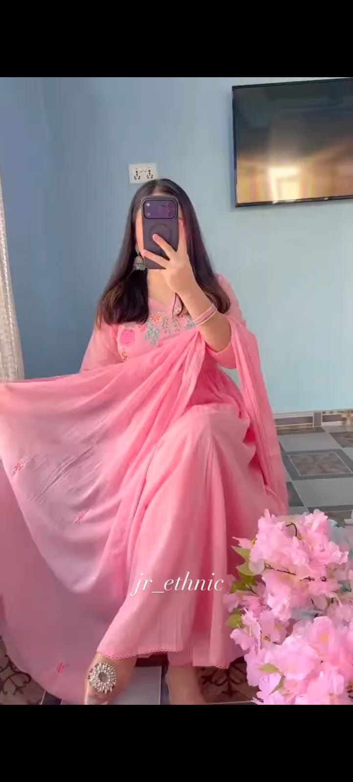 pink anarkali kurta