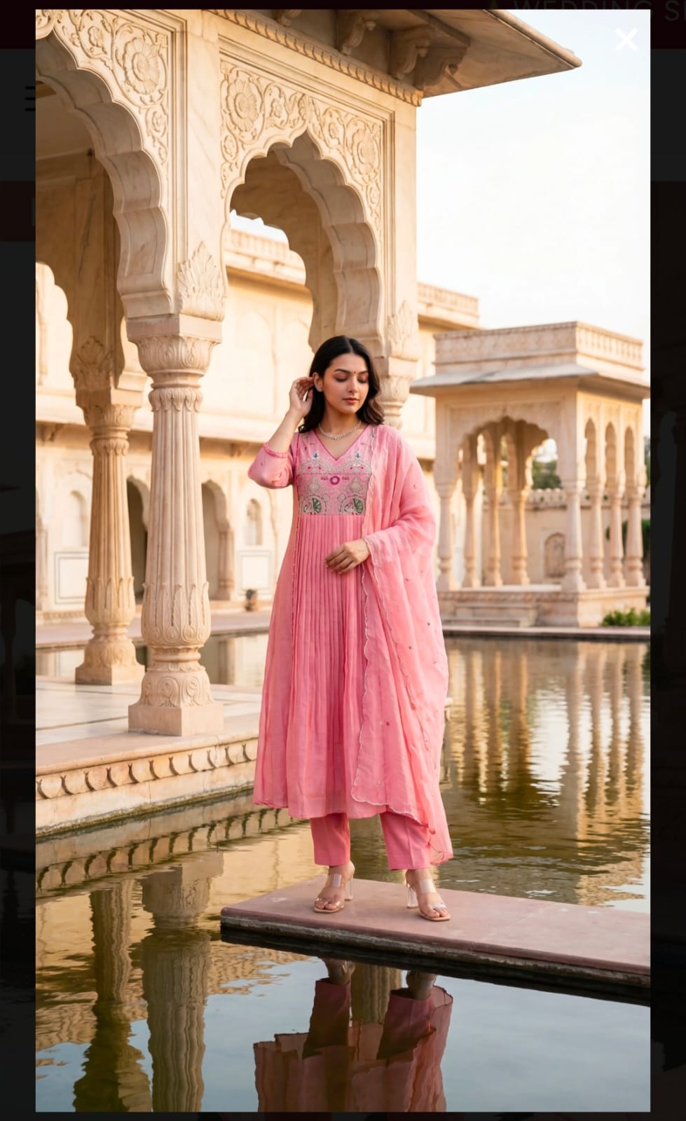 blush pink embroidered anarkali suit set