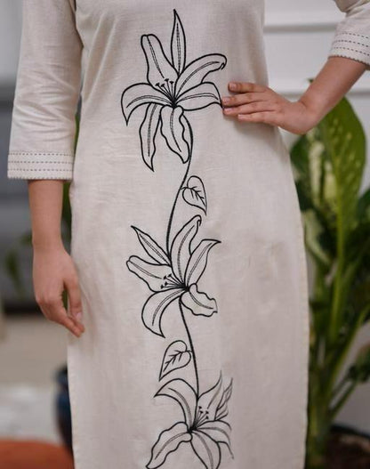 Elegant Ivory Embroidered Kurta Set