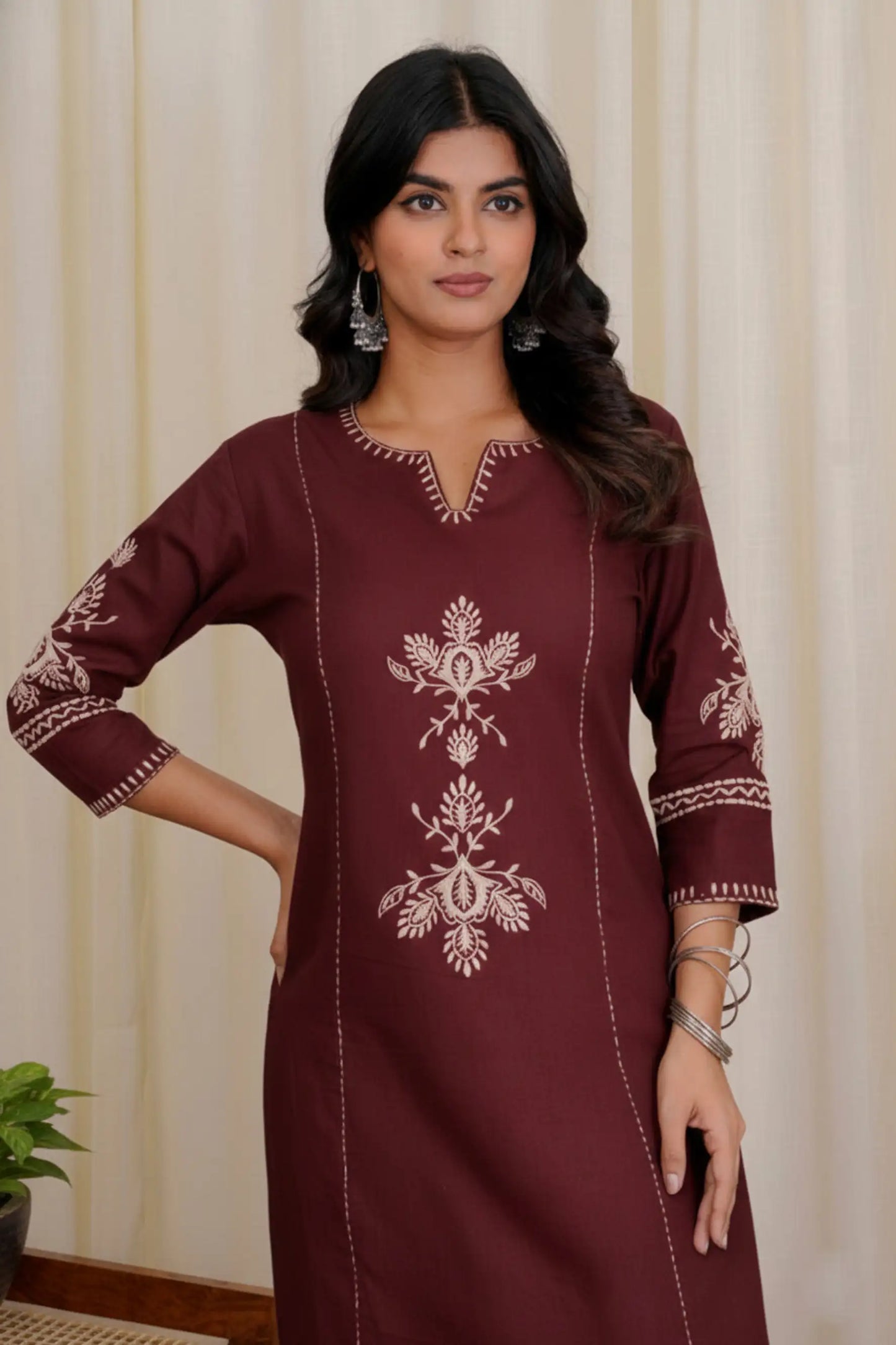 lavender embroidered kurta palazzo set